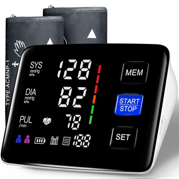 Blood Pressure Monitor, 9-17'' & 13-21'' Extra Large Blood Pressure Cuff Upper Arm, LED Color Backlit Screen Automatic Digital Blood Pressure Machine with USB Cable and 4 AAA... Blood Pressure Monitor, 9-17'' & 13-21'' Extra Large Blood Pressure Cuff Upper Arm, LED Color Backlit Screen Automatic Digital Blood Pressure Machine with USB Cable and 4 AAA...