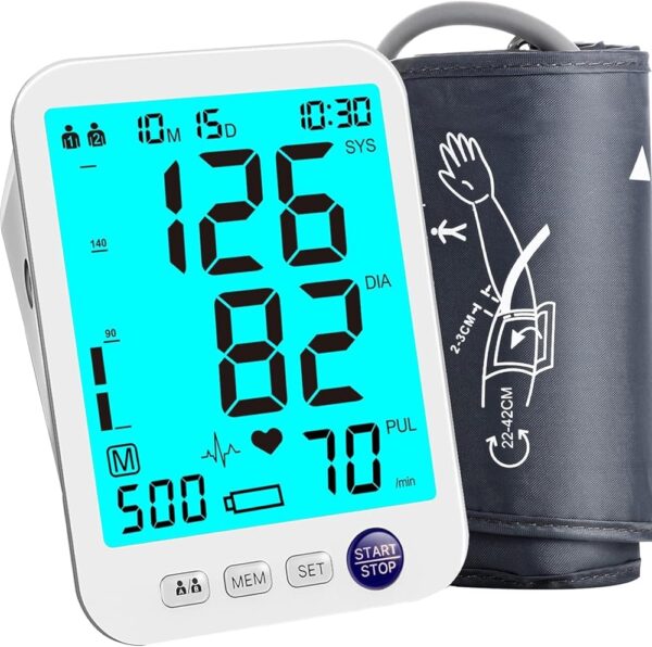 Blood Pressure Monitor Upper Arm Large LED Backlit Screen 1000 Sets Memory Automatic Digital BP Machine Adjustable BP Cuff Blood Pressure Monitor Upper Arm Large LED Backlit Screen 1000 Sets Memory Automatic Digital BP Machine Adjustable BP Cuff
