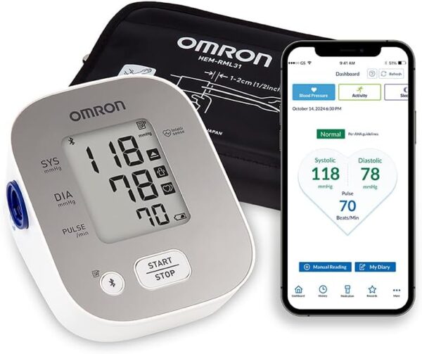 OMRON Bronze Upper Arm Blood Pressure Monitor, Clinically Validated, Medical Grade, FDA Cleared, FSA/HSA Eligible, Connects to OMRON app, Blood Pressure Machine with Bluetooth...