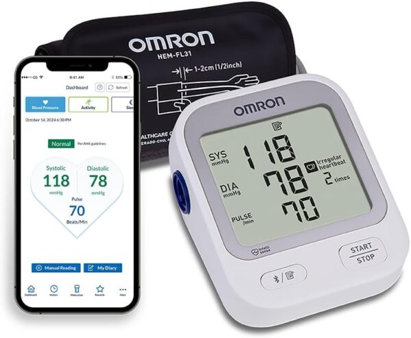 OMRON Silver Upper Arm Blood Pressure Monitor, Clinically Validated, Medical Grade, FDA Cleared, FSA/HSA Eligible, Large Screen, Connects to OMRON app, Blood Pressure Machine...