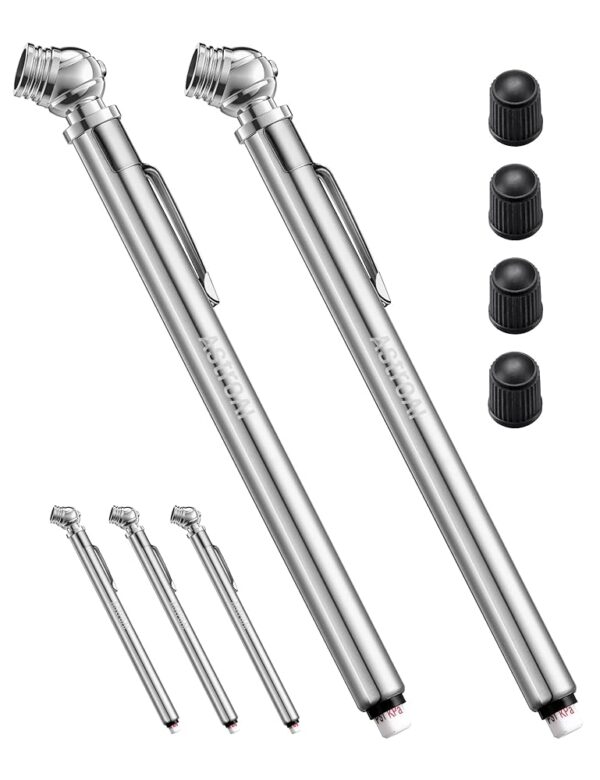 AstroAI Pencil Tire Pressure Gauge 2 Pack (10-75PSI, ±2% Span), Air Pressure Gauge for Tires, Stainless Steel Body, and Metal Made Nozzle 3 Measurements for Cars, Bikes, Vehicles AstroAI Pencil Tire Pressure Gauge 2 Pack (10-75PSI, ±2% Span), Air Pressure Gauge for Tires, Stainless Steel Body, and Metal Made Nozzle 3 Measurements for Cars, Bikes, Vehicles