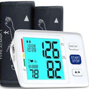 Blood Pressure Monitor for Home Use Extra Large Cuff Automatic Digital Blood Pressure Machine 9-17''&13-21''Adjustable Blood Pressure Cuff- Backlit Display 2x500 Memories 4AAA...