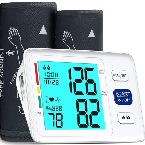 Blood Pressure Monitor for Home Use Extra Large Cuff Automatic Digital Blood Pressure Machine 9-17''&13-21''Adjustable Blood Pressure Cuff- Backlit Display 2x500 Memories 4AAA...