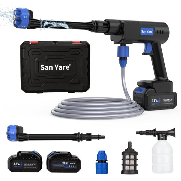 Cordless Pressure Washer,1200PSI Portable Pressure Washer with 2 Rechargeable 20000mAH Battery Power Washer,6 Modes Ajustable Light Duty Tools 6-in-1 Nozzle for...