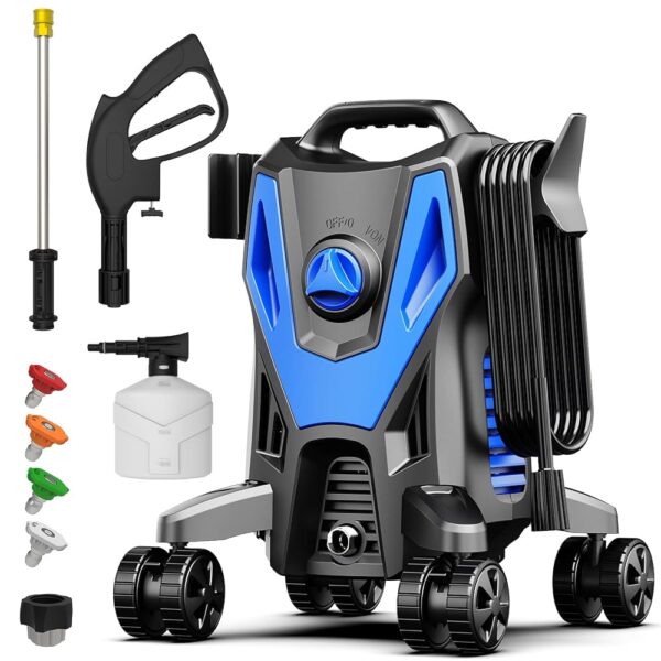 Electric Pressure Washer, 4200PSI 2.8GPM, Foam Cannon, 4 Nozzle Tips, 20 FT Hose, 35FT Power Cord, Strong Power Washer with Anti-Tipping Technology for Cars, Garden, Fences,...