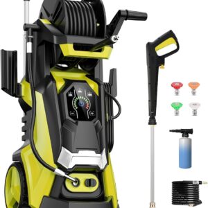 Electric Pressure Washer 5000 PSI 3.3 GPM Power Washer Touch Screen Adjustable Pressure,4 Nozzles and 500ml Foam Cannon Power Washer Cleaning for Car Patio Electric Pressure Washer 5000 PSI 3.3 GPM Power Washer Touch Screen Adjustable Pressure,4 Nozzles and 500ml Foam Cannon Power Washer Cleaning for Car Patio