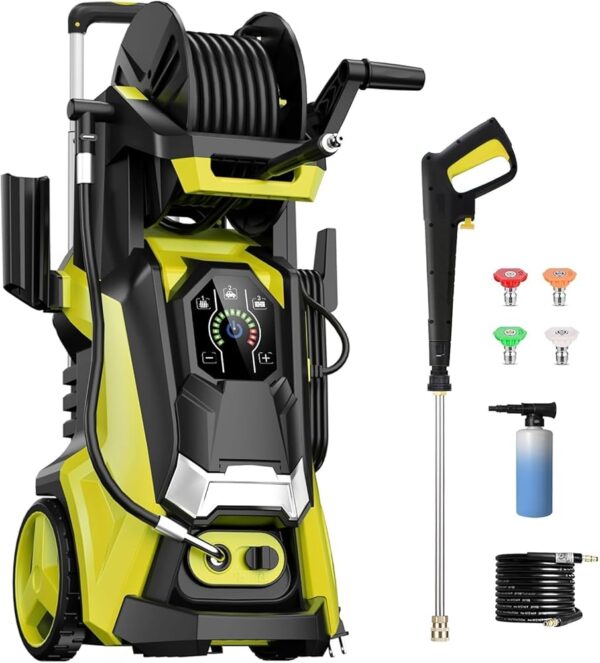Electric Pressure Washer 5000 PSI 3.3 GPM Power Washer Touch Screen Adjustable Pressure,4 Nozzles and 500ml Foam Cannon Power Washer Cleaning for Car Patio Electric Pressure Washer 5000 PSI 3.3 GPM Power Washer Touch Screen Adjustable Pressure,4 Nozzles and 500ml Foam Cannon Power Washer Cleaning for Car Patio