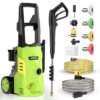 Electric Pressure Washer - GUIFIN Portable Power Washer with Soap-Adjustable Tank, Steel Spray Wand, 4 Pressure Tips, 6.6 FT Inlet & 23 FT Outlet Hose, 3800PSI & 2.4GPM, for...
