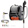 Giraffe Tools Grandfalls Pressure Washer Pro, Electric Wall Mount Power Washer with 100FT Retractable Pressure Hoses, 3300PSI, 1.6GPM, 4 Nozzles, Foam Cannon for Cars/Patios,...