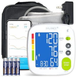 Greater Goods Bluetooth Blood Pressure Monitor, Upper Arm BP Machine with Adjustable 8.7”-15.7” Cuff, iOS and Android App Compatibility, Portable with Carrying Case
