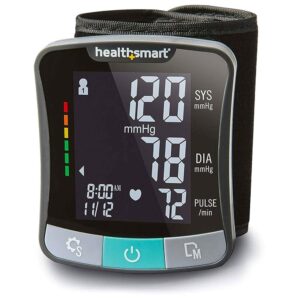 HealthSmart Digital Premium Wrist Blood Pressure Monitor with Cuff That Measures Pulse Heartbeat and High or Low BP, 120 Reading Memory Stores Up to 60 Readings for 2 Users HealthSmart Digital Premium Wrist Blood Pressure Monitor with Cuff That Measures Pulse Heartbeat and High or Low BP, 120 Reading Memory Stores Up to 60 Readings for 2 Users