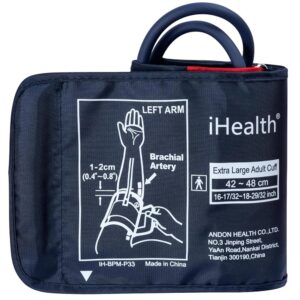 iHealth Extra Large Adult Blood Pressure Cuff (16.5"-18.9" | 42-48cm) - XL Replacement BP Cuff for Big Arms, Compatible with iHealth Track Smart Upper Arm Blood Pressure...