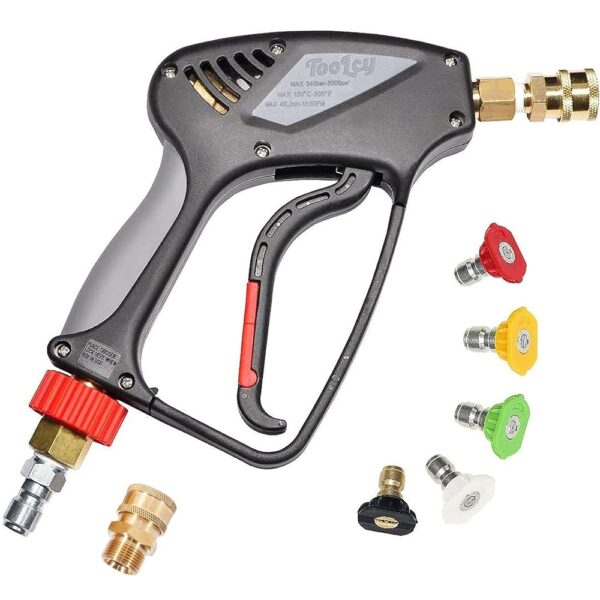 TOOLCY Pressure Washer Short Gun, Commercial 5000 PSI / 10.5 GPM with Nozzle Tips, 3/8" Swivel USA-NPT Thread x Quick Socket, Sturdy Design for Gas Power Washer