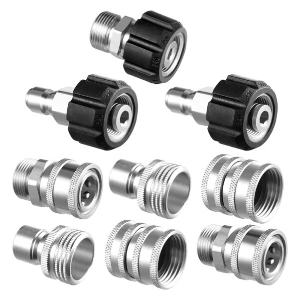 Twinkle Star Pressure Washer Adapter Set, Stainless Steel Quick Disconnect Kit, M22 14 mm quick connect Swivel to 3/8'' Quick Connect fittings, 3/4" to Quick Release 8 Sets Twinkle Star Pressure Washer Adapter Set, Stainless Steel Quick Disconnect Kit, M22 14 mm quick connect Swivel to 3/8'' Quick Connect fittings, 3/4" to Quick Release 8 Sets