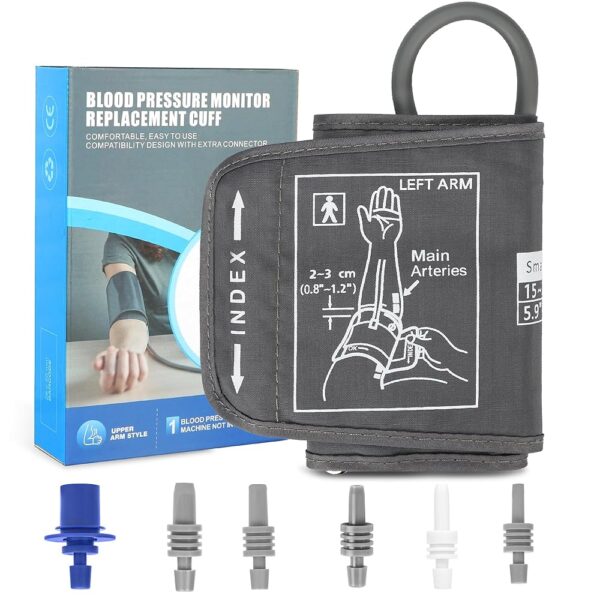 5.9"-9.5" Small Blood Pressure Cuff Arm - BP Replacement Cuff for Individuals with Thin Tiny Upper Arms, 6 Size Connectors Compatible with Omron and Other Brands, Workable with...