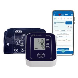 A&D Medical Deluxe Blood Pressure Monitor for Upper Arm with Bluetooth, Blood Pressure Cuff (22-42 cm Range), One Click Operation, Connects with A&D Heart Track App A&D Medical Deluxe Blood Pressure Monitor for Upper Arm with Bluetooth, Blood Pressure Cuff (22-42 cm Range), One Click Operation, Connects with A&D Heart Track App