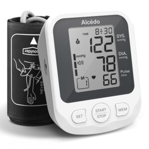 Alcedo Blood Pressure Monitor for Home Use, Accurate Upper Arm BP Machine with Large Cuff, Alarm Reminder, 2 x 120 Memory, Talking Function, FSA/HSA Eligible Alcedo Blood Pressure Monitor for Home Use, Accurate Upper Arm BP Machine with Large Cuff, Alarm Reminder, 2 x 120 Memory, Talking Function, FSA/HSA Eligible