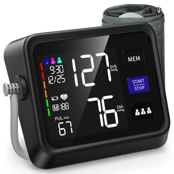 Automatic Blood Pressure Monitor Upper Arm with Large LED Backlit Display, Accurate Digital BP Monitor with Adjustable Cuff 8.7"-16.5", 3x199 Sets Memory, Include Batteries and...