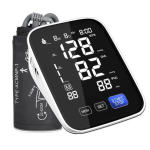 Automatic Upper Arm Blood Pressure Monitor, Dual User 2x90 Memories Digital Blood Pressure Machine with (8.5"-16.5") Cuff Size, BP Monitor with 4*AAA Batteries & DC Cable