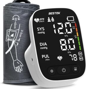 BESTEK Blood Pressure Monitor, Automatic Arm Blood Pressure Monitors for Home Use, Digital Large LCD Voiced Broadcast BP Cuff Comfortable and Portable for Home Travel (9"-17"...