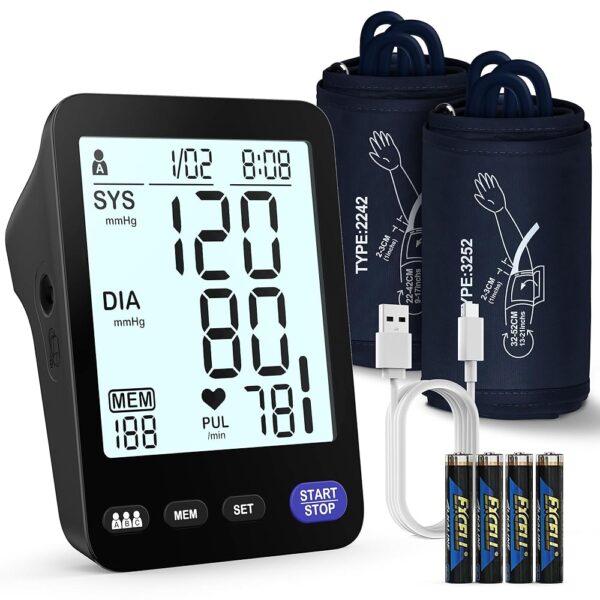 Blood Pressure Machine for Home Use, 9"-17" & 13"-21", 2 Size Cuffs Included, Medium/Large & Extra Large XL BP Cuff, Accurate Automatic Digital Upper Arm BP Monitor, 5" Display,...