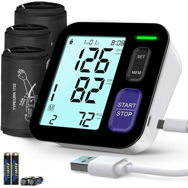 Blood Pressure Machine Upper Arm, 3 Size Cuffs, S, M/L and XL, Small 7"-9", Medium/Large 9"-17" and Extra Large X-Large Cuff 13"-21", Accurate Automatic Digital BP Monitor Home...