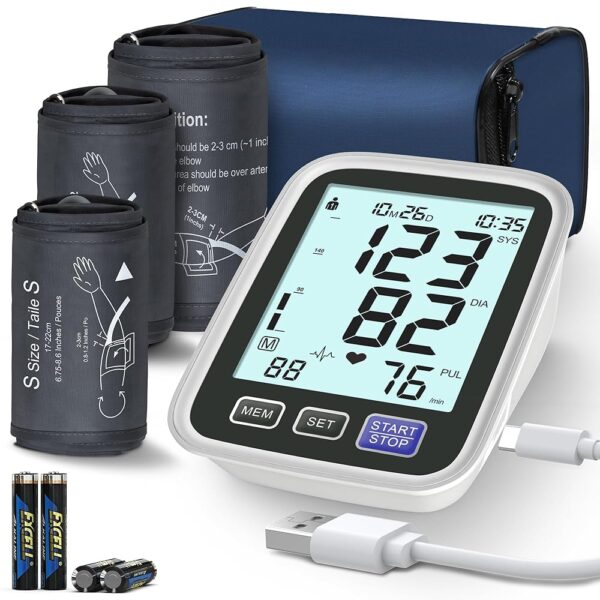 Blood Pressure Machine Upper Arm, 3 Size Cuffs, Small 7"-9", Medium/Large 9"-17" and Extra Large XL Cuff 13"-21", Accurate Automatic Digital BP Cuff Home Use, Large Backlit BP...