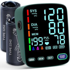 Blood Pressure Monitor,2 Cuff Sizes Automatic Upper Arm Blood Pressure Machine,9-17'' & 13-21'' Extra Large Blood Pressure Cuff Large LED Backlit Screen-3 User Mode/USB Cable...