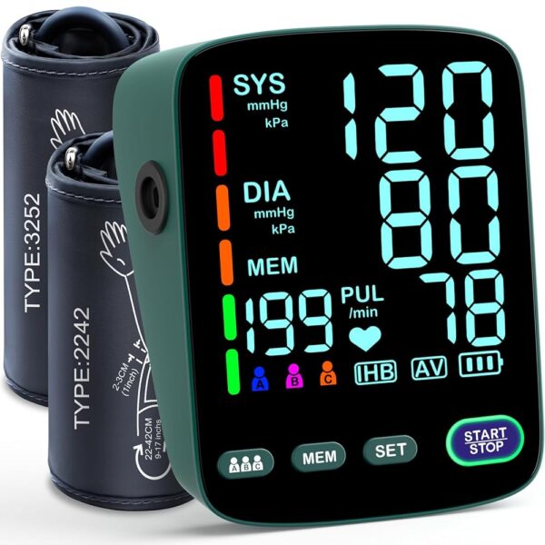 Blood Pressure Monitor,2 Cuff Sizes Automatic Upper Arm Blood Pressure Machine,9-17'' & 13-21'' Extra Large Blood Pressure Cuff Large LED Backlit Screen-3 User Mode/USB Cable...