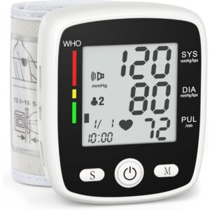 Blood Pressure Monitor Digital Wrist BP Machine Automatic BP Cuff with 2 Users 180 Memory Voice Large LCD Display Adjustable Cuff USB Charging Carrying Case, Black Blood Pressure Monitor Digital Wrist BP Machine Automatic BP Cuff with 2 Users 180 Memory Voice Large LCD Display Adjustable Cuff USB Charging Carrying Case, Black