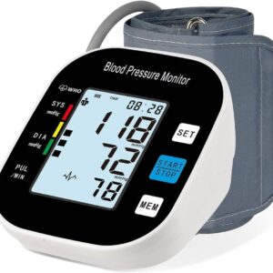 Blood Pressure Monitor for Home Use - Automatic BP Machine with Large Backlit Display High Accuracy for 2 Users Arm Cuff & Storage Bag (Black)