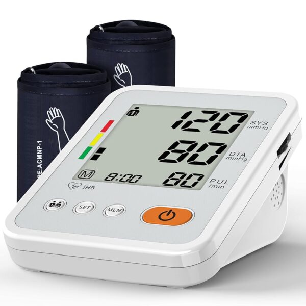Blood Pressure Monitors for Home Use with 2 Size Cuff (22-42cm & 38-55cm), Blood Pressure Monitor XL & Medium-Large Cuffs, 2 * 120 Memory Sets, 4 Aa Batteries Included