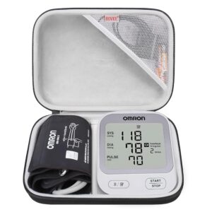 BOVKE Carrying Case Compatible with OMRON Silver BP5255 / OMRON Bronze BP5150 Upper Arm Blood Pressure Monitor with Cuff, Mesh Pocket for Batteries and Charger, Black