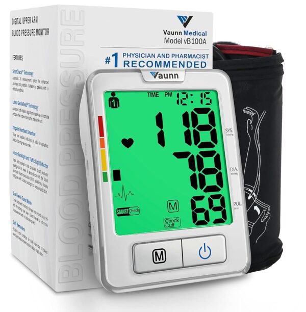 FSA/HSA Eligible, Vaunn Medical Automatic Blood Pressure Machine with Large Cuff, Digital Blood Pressure Monitor, Upper Arm Cuff 8.7-16.5" (vB100A)