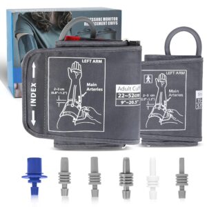Full-Size Blood Pressure Replacement Cuffs - 5.9-9.5 & 9-21 Inches, Fit Small Medium Large XL XLarge Extra Large Big Arms, 6 Sizes of Connectors Compatible with Omron or Other...