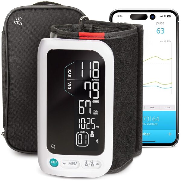 Greater Goods Bluetooth Blood Pressure Monitor with Automatic Upper Arm Cuff, App-Enabled for iOS and Android Greater Goods Bluetooth Blood Pressure Monitor with Automatic Upper Arm Cuff, App-Enabled for iOS and Android