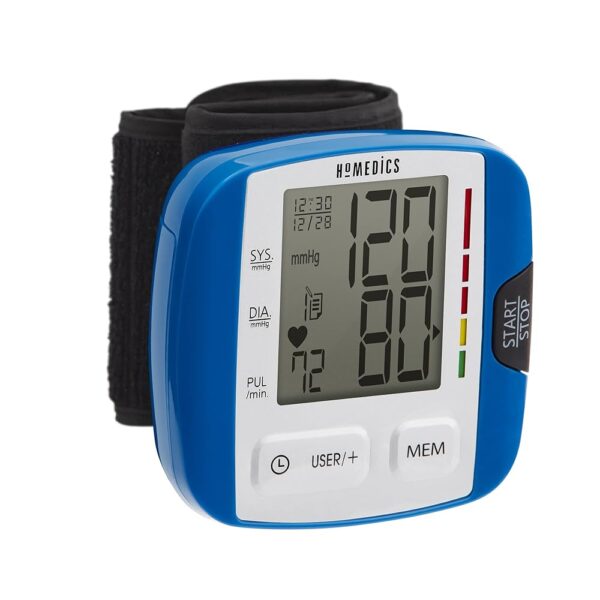 HoMedics Blood Pressure Monitor, Automatic Wrist Blood Pressure Machine with Easy One-Touch Operation, Stores up to 30 Readings for 2 Users, Attached Blood Pressure Cuff and...