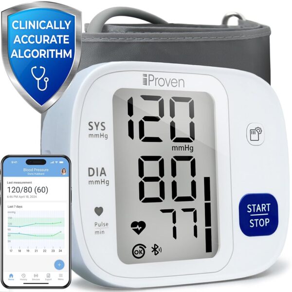 iProven Blood Pressure Monitor Bluetooth for Home Use - Upper Arm with App Integration, Easy-to-Use One-Touch Operation, and Large Backlit Display for Convenient Monitoring.