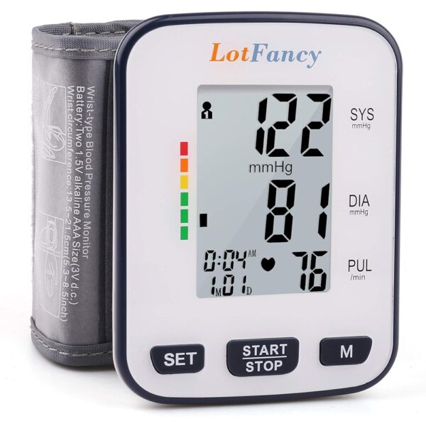 LotFancy Wrist Blood Pressure Monitor for Home Use, Blood Pressure Machine Adjustable Wrist Cuff (5.3”-8.5”) Digital BP Machine with Large LCD Display, 120 Memory with Carrying...