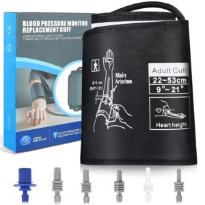 Universal 9"-21" Blood Pressure Replacement Cuff - Wide-Range Fan-shape Design Better Fits M/L/XL X-Large Big Arms, 6 Sizes of Connectors Compatible with Omron and Other Brands...
