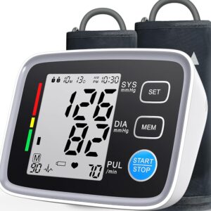 Upper Arm Blood Pressure Monitor for Home Use 2 Cuff Sizes, 9-17'' & 13-21''Extra Large BP Cuff Automatic Digital Blood Pressure Machine 2 Users 180 Memories USB Cable 4 AA...