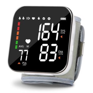 Wrist Blood Pressure Monitor for Home Use Automatic BP Cuff Rechargeable Blood Pressure Machine with LED Backlit Display, Voice Broadcast, Dual 90 Memory Storage with Protective...